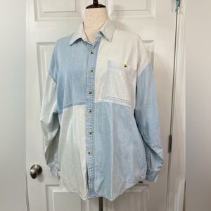 Ash Creek denim shirt Men’s size L 90’s color block button up Flaws